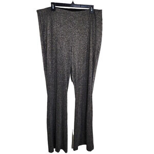 Old Navy Women Pants XL High Rise Pull On Flare Black Silver Stretch Metallic
